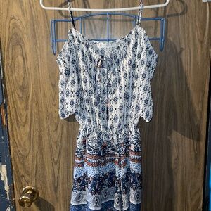 Potter's Pot Blue and White Patterned Romper